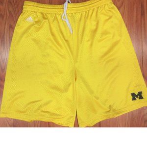 MICHIGAN WOLVERINES ADIDAS MESH SHORTS POLYESTER GOLD & NAVY X-LARGE, XL